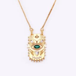 AIBEF New Trend Square Inlaid Lucky Evil Eye Geometric Pendant Zircon Necklace Women's Punk Rock Jewelry Personalized Gift