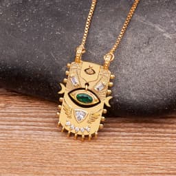 AIBEF New Trend Square Inlaid Lucky Evil Eye Geometric Pendant Zircon Necklace Women's Punk Rock Jewelry Personalized Gift
