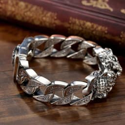 HX Leopard Horsetail Braided Silver Bracelet Men's And Women's Retro Original Handmade Bracelets for women Fashion Jewelry