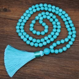 Women Turquoise Necklace Retro Simple Blue White Natural Stone Accessory Handmade Beaded Tassel Sweater Chain