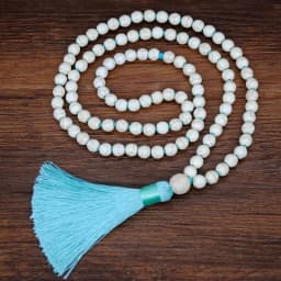 Women Turquoise Necklace Retro Simple Blue White Natural Stone Accessory Handmade Beaded Tassel Sweater Chain