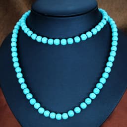Women Turquoise Necklace Retro Simple Blue White Natural Stone Accessory Handmade Beaded Tassel Sweater Chain