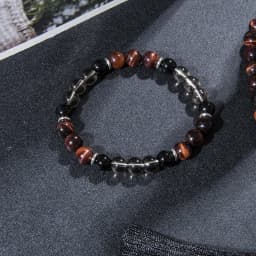 8mm Red Tiger Eye Black Onyx 108 Mala Beaded Necklace Yoga Prayer Meditation Rosary for Men and Women Japamala Jewelry Set
