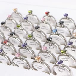 20Pcs/Lot Fashion Colorful Heart Crystal Stainless Steel Rings Jewelry For Women Gold Silver Plated Wedding Party Gift Wholesale