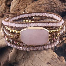RH Fashion Handma Boho Bracelet Natural Stones Pink Charm 5 Strands Wrap Bracelets Women Gift DropShipping