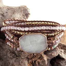 RH Fashion Handma Boho Bracelet Natural Stones Pink Charm 5 Strands Wrap Bracelets Women Gift DropShipping