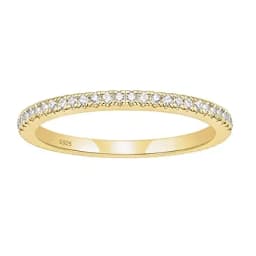 Trumium 2mm Real S925 Sterling Silver Wedding Band Cubic Zirconia Full Eternity Stackable Engagement Rings for Women Gifts