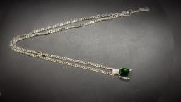 Best Sell Trendy Square Green Crystal Retro Thai Silver Ladies Pendant Necklace Jewelry For Women Short Chains Never Fade