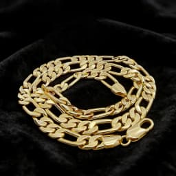 High Quality Men's 8mm 24 inch 60cm Gold Necklace Electroplated Yellow Gold Colored Figaro Chain Necklace Men's Luxury Jewelry