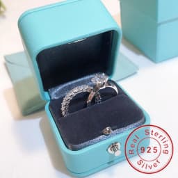 Solitaire 1ct Diamond Ring sets Real S925 Sterling Silver Jewelry Engagement Wedding band Rings for Women Bridal Party accessory