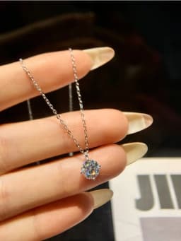 Luxury Certified Moissanite Diamond Classic Round Pendant Necklace for Women Chain Anniversary Wedding Jewelry
