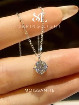 Luxury Certified Moissanite Diamond Classic Round Pendant Necklace for Women Chain Anniversary Wedding Jewelry