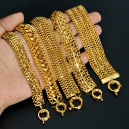 Dubai Copper Link Chain Bracelets for Unisex 18K Gold Plated Wristband Miami Curb Punk Classic Hand Jewellery Party Gift