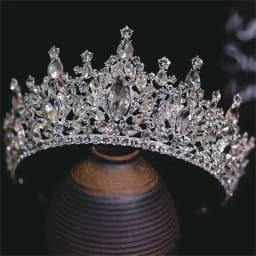 DIEZI Korean Luxury Queen Water Drop Silver Color Tiara Crown For Bridal Women Girls Wedding Princess Party Hair Dress Jewelry