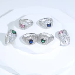 Open Adjusted #4 Little Pinky Finger Women Ring Micro Pave 5A CZ Iced Out Bling Fashion Geometric Jewelry