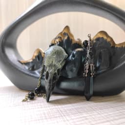 Natural Stone Black Obsidian Crystal Pendulum for Divination Dowsing Vintage Reiki Raven Skull Chain Spiritual Pendulos X189