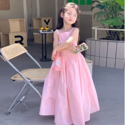 Children Clothing Girls Dress Holiday Style 2023 Summer Girls Backless Temperament Sweet Suspender Princess Long Casual Dress