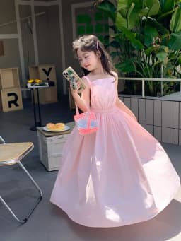 Children Clothing Girls Dress Holiday Style 2023 Summer Girls Backless Temperament Sweet Suspender Princess Long Casual Dress