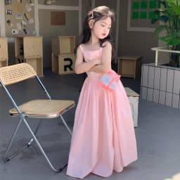 Children Clothing Girls Dress Holiday Style 2023 Summer Girls Backless Temperament Sweet Suspender Princess Long Casual Dress