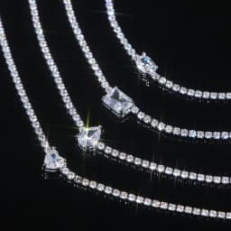 Geometric Rectangle Tear Drop Heart Oval Shaped Cubic Zirconia Thin 2MM Tennis Chain Sparking Women Girl Choker Necklace