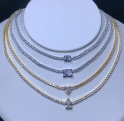 Geometric Rectangle Tear Drop Heart Oval Shaped Cubic Zirconia Thin 2MM Tennis Chain Sparking Women Girl Choker Necklace