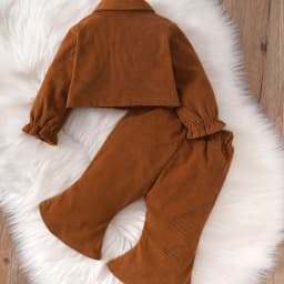 0-2-year-old newborn baby girls autumn and winter brown long-sleeved cardigan lapel jacket bow pants fashion suit