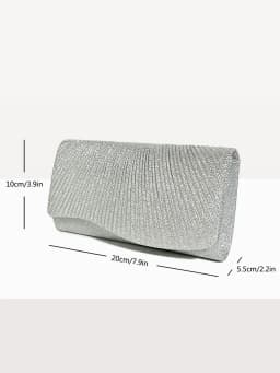 Women Envelope Evening Bag Glitter Ladies Chain Shoulder Bags Shiny Silver Long Purse Female Wedding Party Clutches Mini Handbag