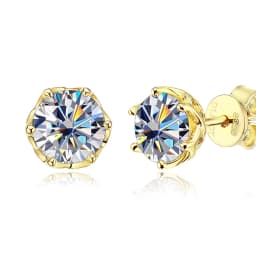 Butterflykiss S925 Sterling Silver Gold Plated D Color Moissanite Stud Earrings For Women Top Quality Sparkling Wedding Jewelry