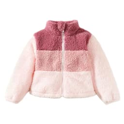 2-8 Years Kids Girl Plush Overcoat Long Sleeves Lapel Zippered Coat for Winter Outdoor Wear Fashion Color Blocking Warm Top