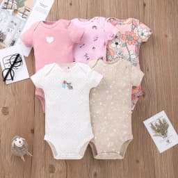 5PCS/Lot Newborn 100% Cotton Baby Boy Girl Clothes Short Sleeve Soft Baby Bodysuits Infant Bebe Clothing Baby Shower Gifts