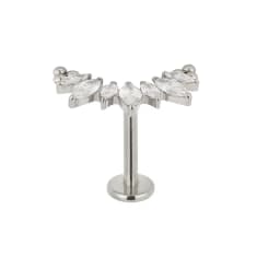 ASTM F136 Titanium PIERC 7 CZ Marquise With Tri-bead Cluster Threaded Top Ear Cartilage Earrings Lip Ring Stud Piercing Jewelry