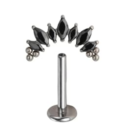ASTM F136 Titanium PIERC 7 CZ Marquise With Tri-bead Cluster Threaded Top Ear Cartilage Earrings Lip Ring Stud Piercing Jewelry