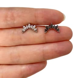 ASTM F136 Titanium PIERC 7 CZ Marquise With Tri-bead Cluster Threaded Top Ear Cartilage Earrings Lip Ring Stud Piercing Jewelry