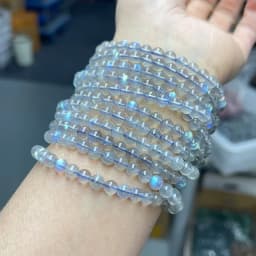 JD 5A Quality Genuine Natural Gray Moonstone Stone Beaded Bracelets Women Men Charm Round Gems Energy Healing Bangles Jewelry