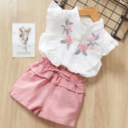 Bear Leader Girls' Clothing Set 2025 Summer New Casual Children's Embroidered Sleeveless Shirt+Shorts Set Girls' Baby Clothing