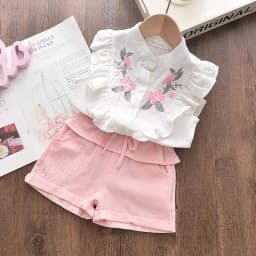 Bear Leader Girls' Clothing Set 2025 Summer New Casual Children's Embroidered Sleeveless Shirt+Shorts Set Girls' Baby Clothing