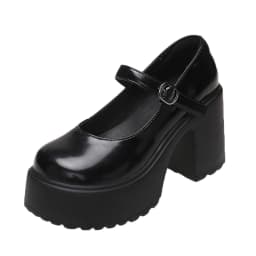 Chunky Platform High Heels Pumps Women 2023 Autumn Pu Leather Ankle Buckle Mary Jane Shoes Woman Thick Heeled White Lolita Shoes