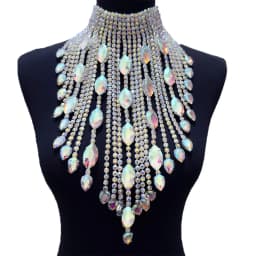 CuiEr 40cm Length SS28 Rhinestones Chain Tassel Stunning Crystal AB Lrregular Necklace for Women Choker Jewelry Glass Wedding
