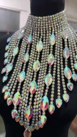 CuiEr 40cm Length SS28 Rhinestones Chain Tassel Stunning Crystal AB Lrregular Necklace for Women Choker Jewelry Glass Wedding