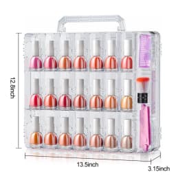 Portable Nail Polish Organizer Clear Double Side Nail Polish Holder Gel Nail Storage for 48 Bottles with 6 Adjustable Dividers