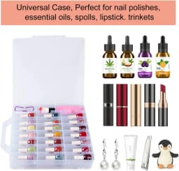 Portable Nail Polish Organizer Clear Double Side Nail Polish Holder Gel Nail Storage for 48 Bottles with 6 Adjustable Dividers