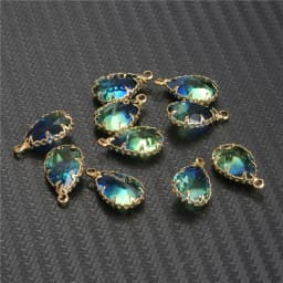 10pcs/lot Copper Colorful Crystal Water Drop Crystal Charms For Jewelry DIY Making Shining Crystal Brass Pendant Accessories