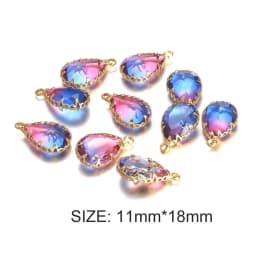 10pcs/lot Copper Colorful Crystal Water Drop Crystal Charms For Jewelry DIY Making Shining Crystal Brass Pendant Accessories