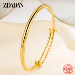 ZDADAN 925 Sterling Silver 18K Gold Adjustable Bracelet Bangle For Women Fashion Jewelry