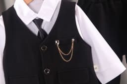 2024 new boy's solid color children's gentleman suit wear baby chain vest Tie Shirt three piece formal evening fashion dres