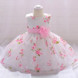 Baby Girls 1 Year Birthday Princess Party Flowers Baptism Dress Infant Embroidery Floral Sleeveless Costume Newborn Kids Clothes