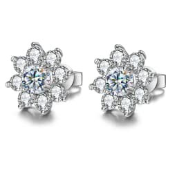 DW 0.5CT Moissanite Diamond Flower Stud Earrings for Women Real 925 Sterling Silver Solitaire Eternity Wedding Party Jewelry