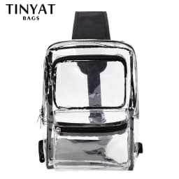 TINYAT Clear PVC Shoulder Bag Chest Transparent Sling Crossbody Bags For Women Trend 2024 For Summer Vacation, Beach, Swimming