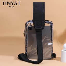 TINYAT Clear PVC Shoulder Bag Chest Transparent Sling Crossbody Bags For Women Trend 2024 For Summer Vacation, Beach, Swimming
