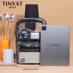 TINYAT Clear PVC Shoulder Bag Chest Transparent Sling Crossbody Bags For Women Trend 2024 For Summer Vacation, Beach, Swimming